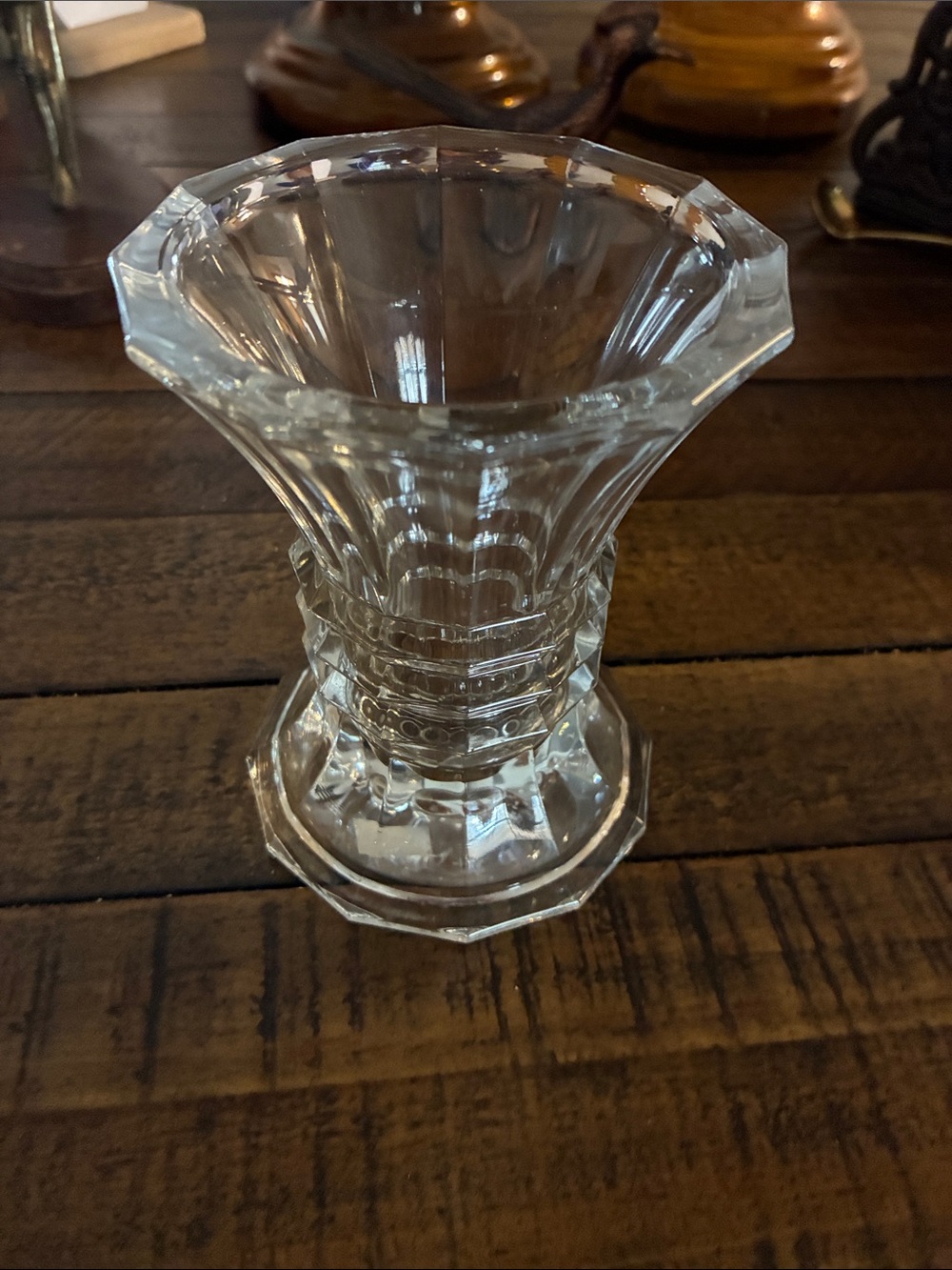 Clear Fluted Glass Vase - Classic Faceted Accent